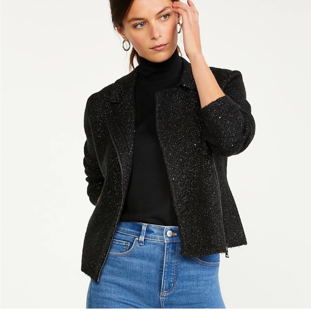 Ann Taylor Shimmer Moto Jacket
